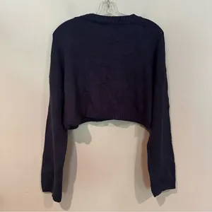 EDIKTED Knit Bow Cropped Sweater‎ Women's XS/S Navy Boho Dainty Coquette Girl thumbnail 8
