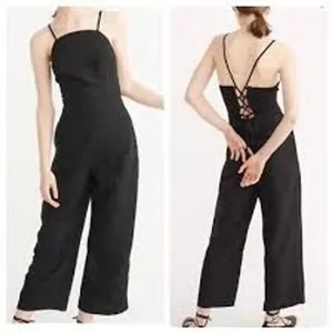Abercrombie & Fitch Jumpsuit Size 0 Blue Lace Up Back Wide Leg Denim Boho Casual thumbnail 2