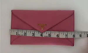 Prada Vitello Pink Envelope Clutch Wallet with Gold Embossed Hardware thumbnail 11