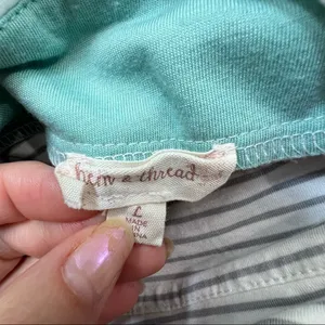 Hem &‎ Thread Gray and White Stripe Tank Top Size Large L thumbnail 3