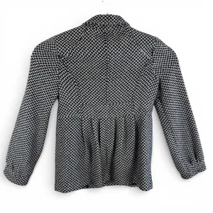 Jack by BB Dakota Herringbone Button Front Coat Black White Pleated Back XS thumbnail 2