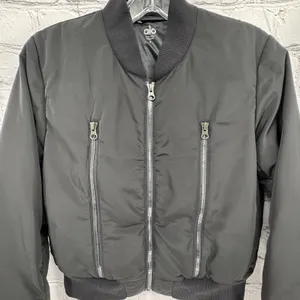 ALO Yoga Jacket S Black Off Duty Bomber Down Filled Puffer Athleisure Classic thumbnail 3
