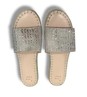 A New Day Women's Sparkling Silver Slide Sandals size 8.5 thumbnail 1