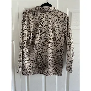 Nordstrom Mixed Animal Print Button Down Shirt Womens Size S Tan Black Leopard thumbnail 6