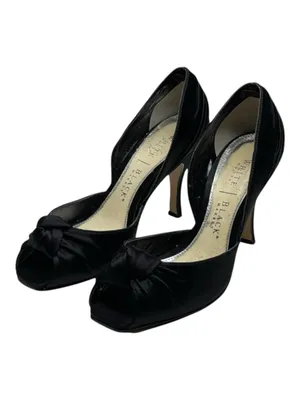 White House Black Market WHBM ❁ Satin Knot Peep Toe D’Orsay Heels ❁ Black 6M ❁ thumbnail 8