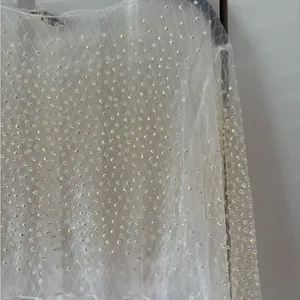Bear Dance Ivory Sheer Pearl-Embellished Long Sleeve Top thumbnail 5