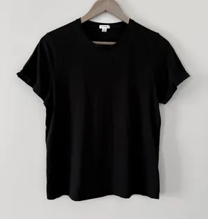 Cuyana Crewneck‎ T Shirt black 100% Pima Cotton Rolled Short Sleeve Size Medium thumbnail 1