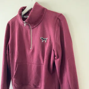 Pink Victoria's Secret Maroon Fleece Quarter Zip Size M thumbnail 5
