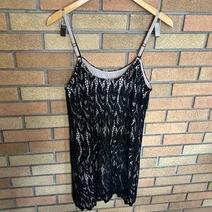 Alice + Olivia Metallic Black Nude Lace Emmie Slip Dress Knit Women’s thumbnail 3