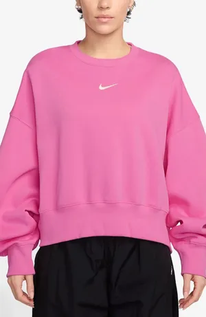 Nike Phoenix Fleece Crewneck Sweatshirt in Playful Pink Sail thumbnail 1