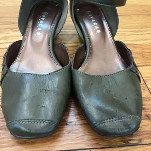 Novacas Vegan Olive Green Low Wedge Ankle Strap Mary Jane Shoes thumbnail 9