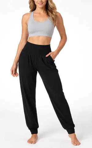 Fabletics black capri jogger pants stretchy yoga running medium loungewear thumbnail 1