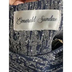 Emerald‎ Sundae Navy Silver Metallic Shimmer Bodycon Mini Dress Small thumbnail 4