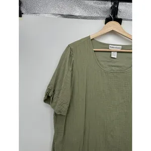 Draper's & Damon's Olive Green Cotton Gauze Pocket Shift Dress XL Lagenlook thumbnail 6