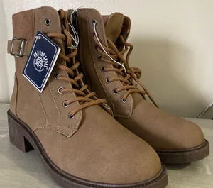 Harborsides Tan Combat Boots w/ Knit Cuff & Buckle – Size 9, NWT thumbnail 1