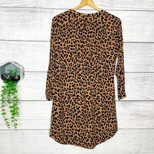 Rails Bella Jaguar Long Sleeve Leopard Print Shirt Dress Tie Waist Size Medium thumbnail 10