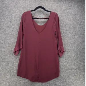 ASTR the Label Womens Tunic Top XS Wine Falll Relaxed Chifon Crepe Flowy thumbnail 2