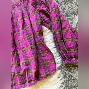 We The Free buttoned plaid blouse thumbnail 2