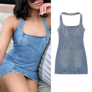 ZARA NWT TRF HALTER NECK DENIM DRESS. Size Small thumbnail 5