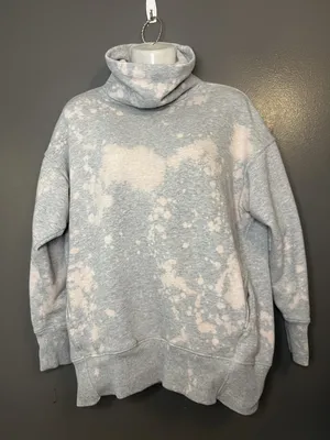 Aerie Sweatshirt Womens XS Gray Bleach Tie Dye Cowl Neck Fleece Pullover Lounge thumbnail 1