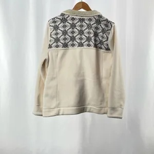 L.L.‎ Bean Printed Fleece Full Zip Jacket in Cream Grey Size Large thumbnail 2