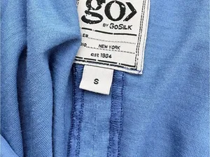 Go Silk Blue V-Neck Short Sleeve Women's Top thumbnail 3
