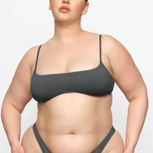 Skims Signature Swim Micro Scoop Bikini Top Gunmetal Size XL thumbnail 2