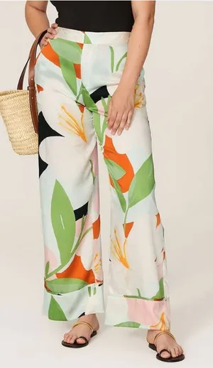 Great Jones Pants Wide Leg Multi Floral size 4 coastal Beachy resortwear Flowy‎ thumbnail 1