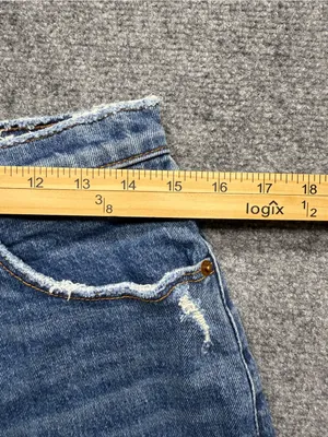 Abercrombie & Fitch Woman’s 10 High-Rise Distressed Denim Mom Shorts Blue thumbnail 2