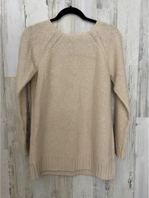 Lauren Ralph Lauren Women’s L Cream Ivory V-Neck Cotton Blend Knit Sweater thumbnail 4