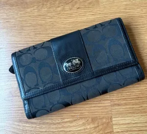 Coach Brown and Black Signature Continental Wallet thumbnail 1