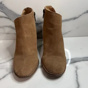 Lucky Brand Womens Tan Suede Zip Round Toe Wedge Heel Yakeena Boot Sz 9 Festival thumbnail 2