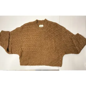 ABERCROMBIE & FITCH Cable Knit Crew‎ Dolman Sweater Sz S/M Brown Y2K Preppy Boho thumbnail 11