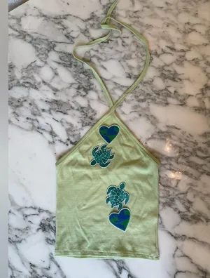 NWT! Madewell Supima® Rib Halter‎ Tank Top Lt Green Sz M - Damaged with Patches thumbnail 14