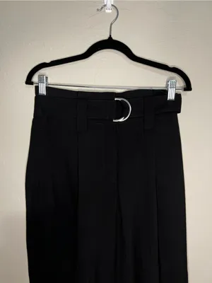 Zara NWT Black Paperbag High Rise Pleated Belted Tapered Trouser‎ Pants thumbnail 3