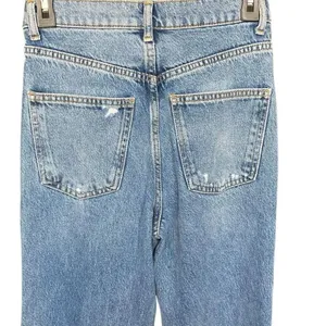 Zara The 90’s Full Length Medium Wash Distressed Raw Hem Jeans Sz 2/26 #765 thumbnail 4