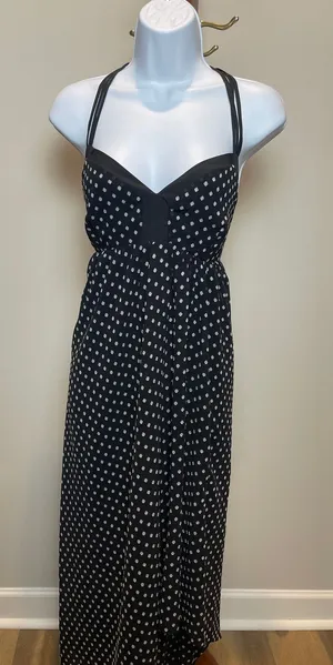 BCBGeneration High‑Low Maxi Dress Size L Black White Strappy Accent thumbnail 1