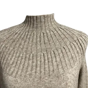 Anthropologie Women's Taupe Stretchy Mock Neck Sweater Sz S Capsule Wardrobe thumbnail 4