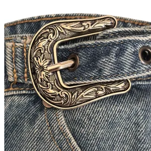 Austin Landing Denim Shorts Cutoff Frayed Western Filigree Buckle Boho Festival thumbnail 2