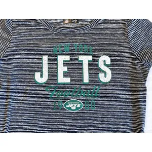 NFL New York Jets Tee Shirt | Grey & White Stripes, Short Sleeves thumbnail 4