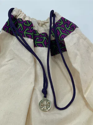 Tory Burch Logo Charm Purple Trim Pouch Travel Drawstring Dust bag 17x13'' thumbnail 1