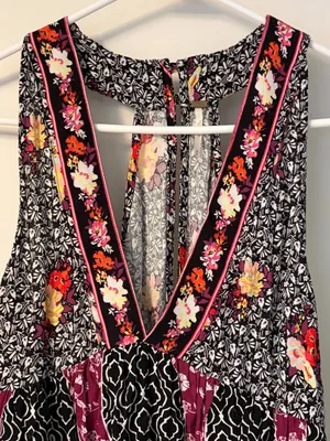 Free People Dream Darlin' mixed floral sleeveless tank top size medium boho thumbnail 6