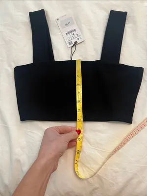 NWT Zara Black Square Neck Crop Tank Top with Wide Straps thumbnail 5
