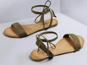 Lace Up Green Sandals Size 7 thumbnail 2