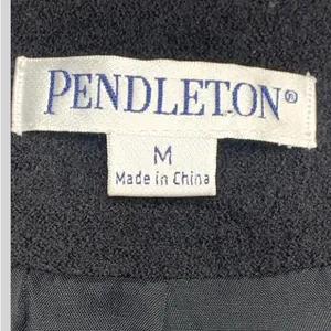 Pendleton Black Wool Jacket Women’s Button Front Ruffle Collar Classic Size Med thumbnail 14
