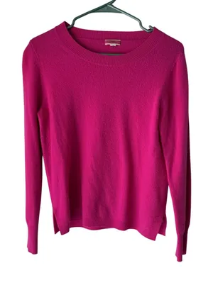 J‎ Crew Sweater Womens Medium Pink 100% Cashmere Crewneck Pullover Soft Classic thumbnail 1