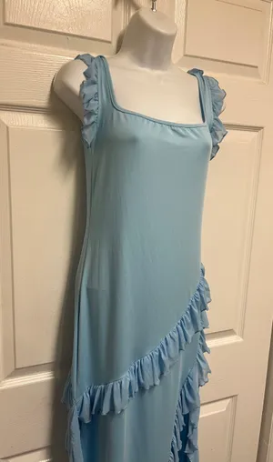 Unbranded Ruffled Maxi Dress Blue Size L thumbnail 7