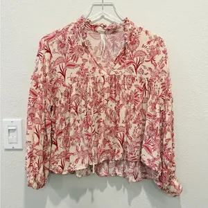 ANTHROPOLOGIE Paisley‎ Boho Top Small Petite Shirred thumbnail 4