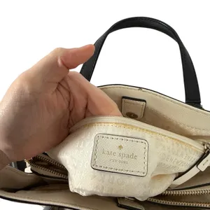 Kate Spade Evangelie‎ Satchel Crossbody Purse Cement White Black Preppy READ thumbnail 8