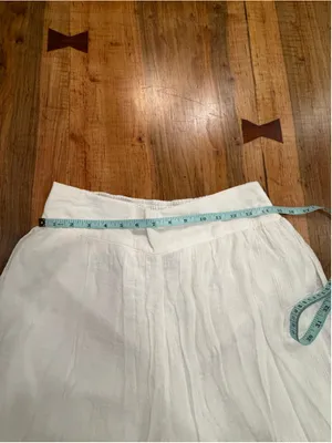 New Directions White Linen Blend Culottes Palazzo Pants Wide Leg Lace Trim Med M thumbnail 7